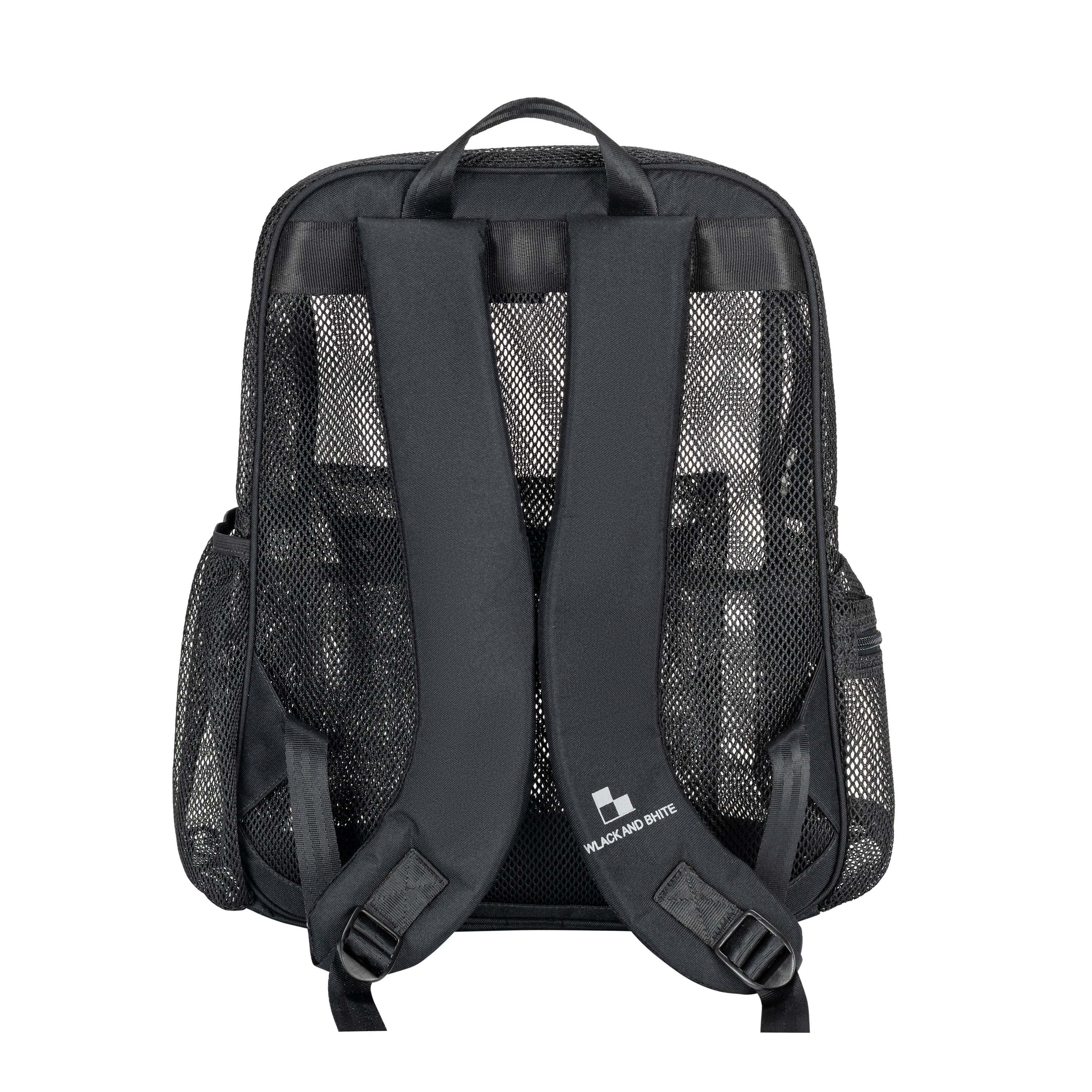 Heavy Duty Mesh Backpack with organizer Black WlackandBhite